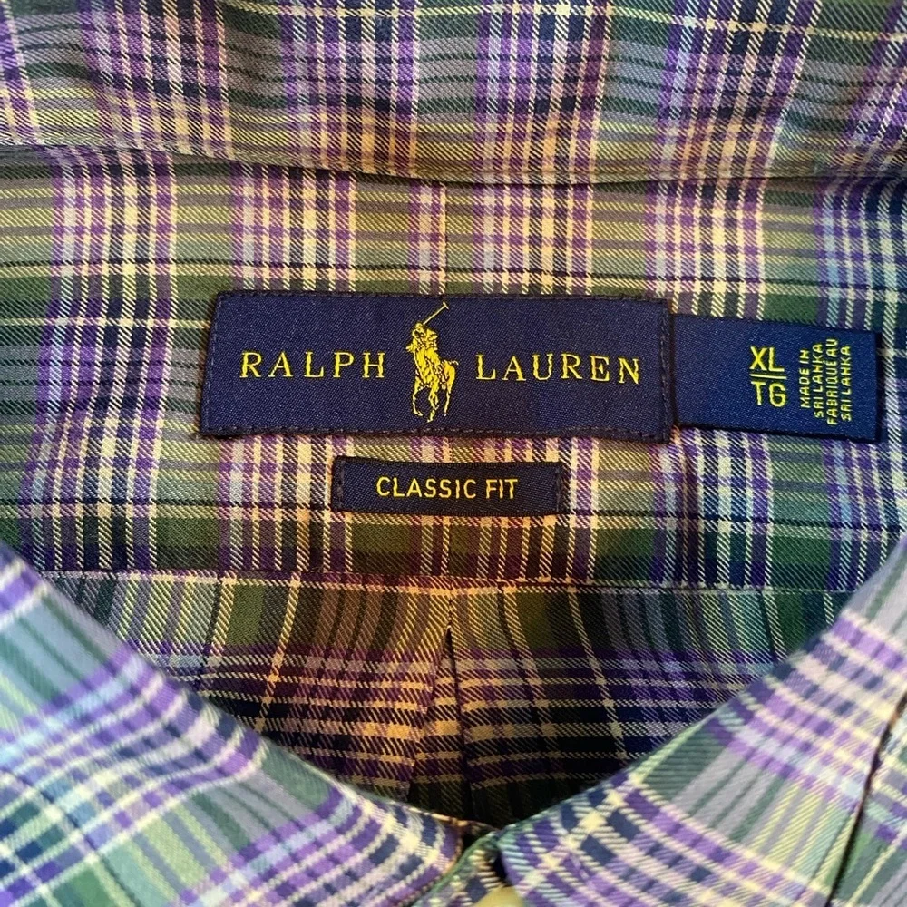 Polo Ralph Lauren Purple and Green Classic Fit Button Down Men’s XL
